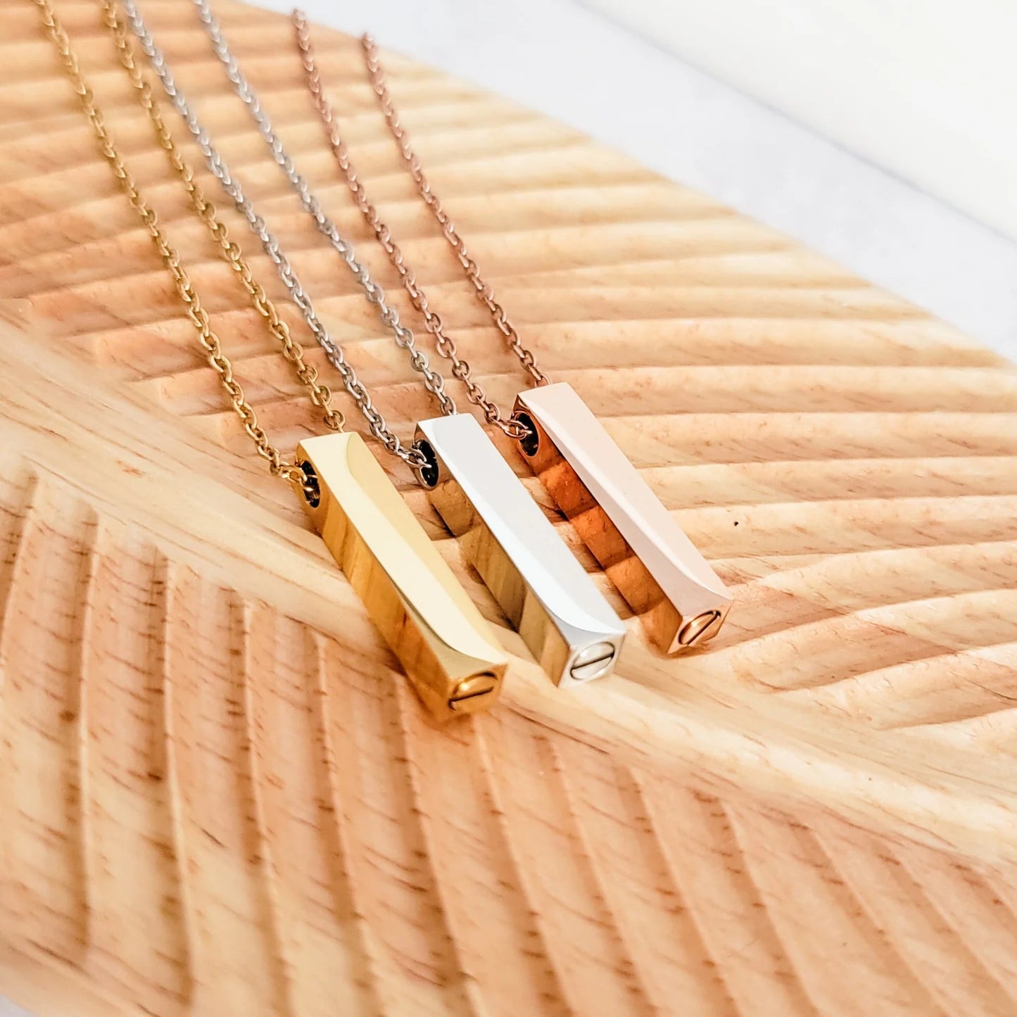 Vertical Bar Urn Memorial Necklace Metal Blank #43