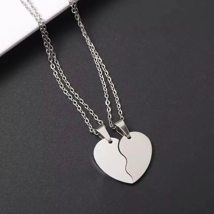 BFF Split Heart Necklace Metal Blank #49