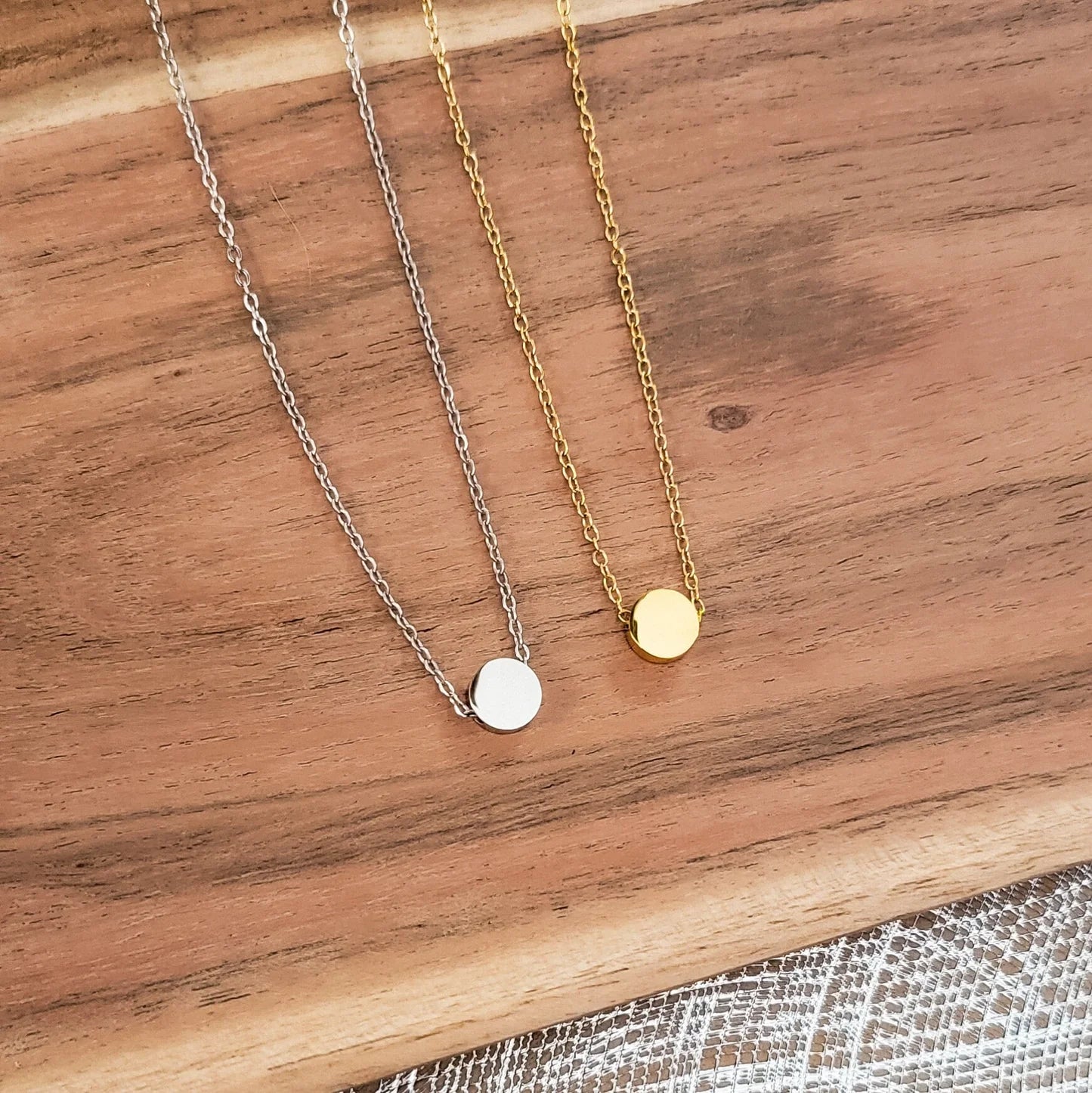 Tiny Circle Charm Necklace Metal Blank #52