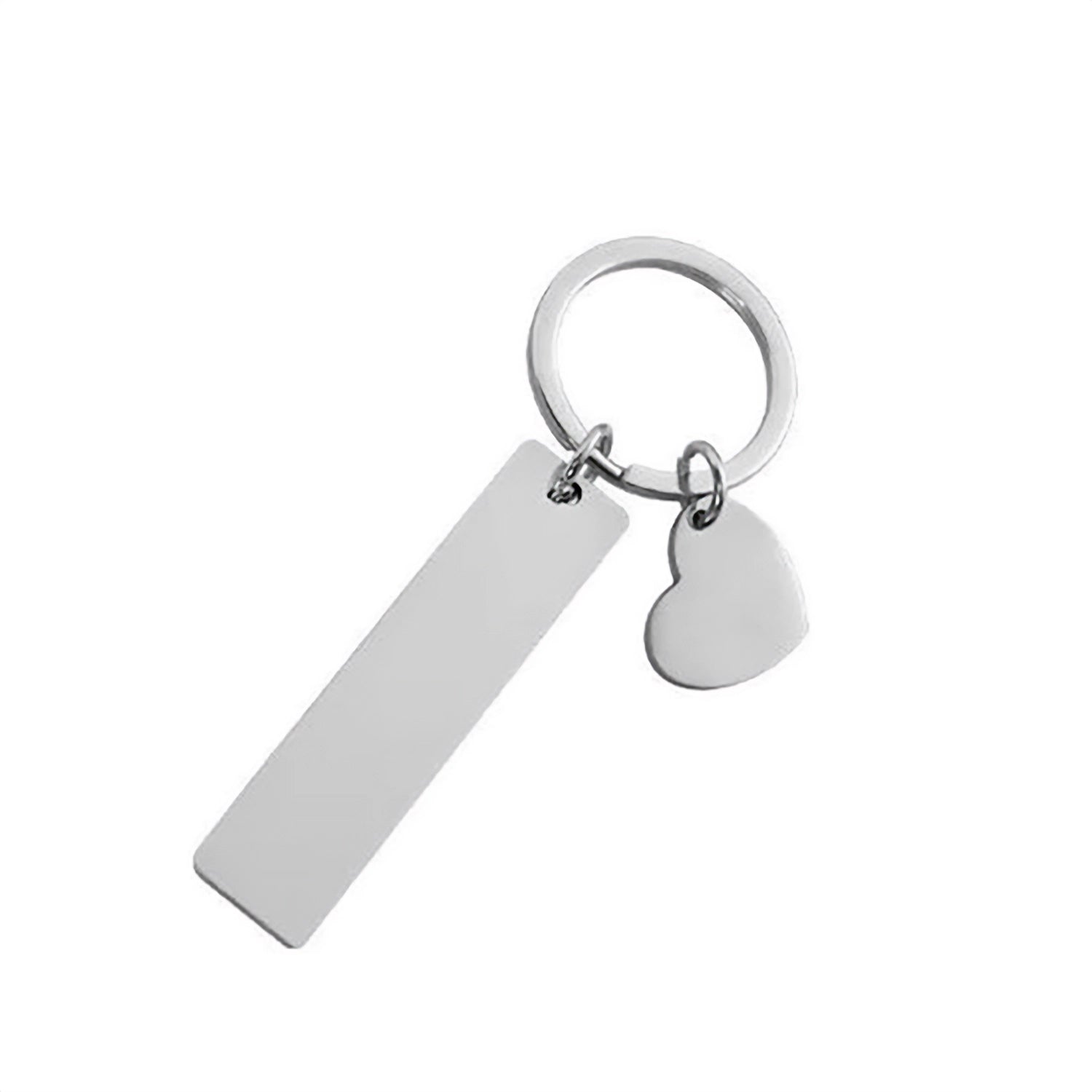 Rectangle with Heart Charm Keychain Metal Blank #58